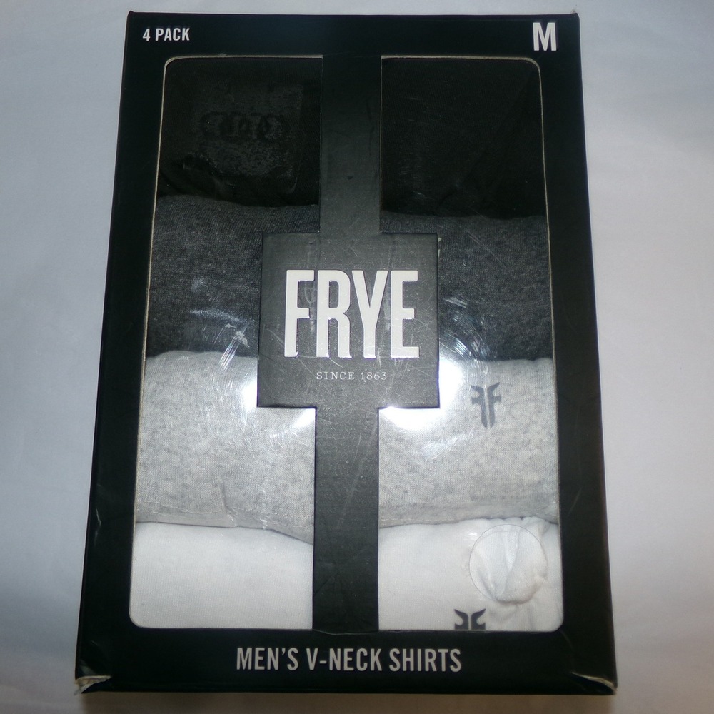 Frye Mens V-Neck Shirts 4 Pack Size Medium 38-40 Assorted Undershirts